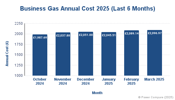 Business Gas Annual Cost  October 2024 to March 2025