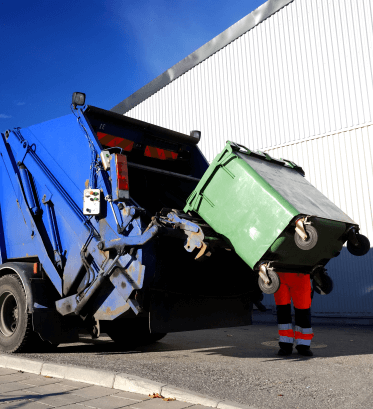 Large Waste Bins Collected By Bin Lorry.