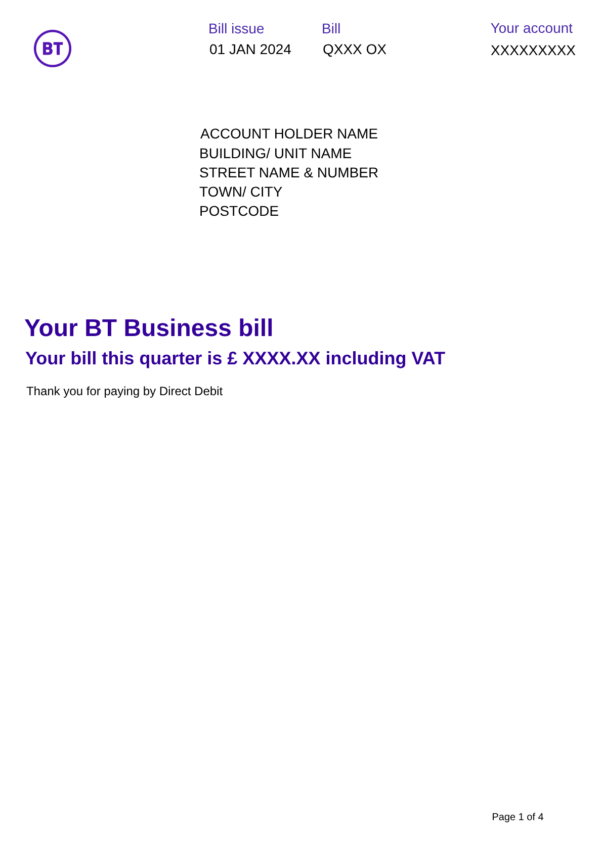 BT Business Bill Page 1